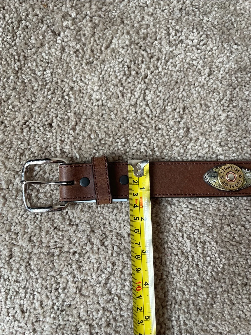 Badger Leather Brown & Camo Kids Belt with Shotgun Shell Boys 24 Western Hunting